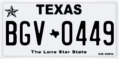 TX license plate BGV0449