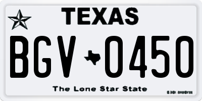 TX license plate BGV0450