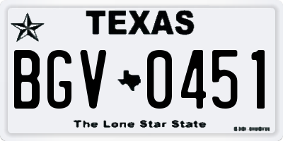 TX license plate BGV0451