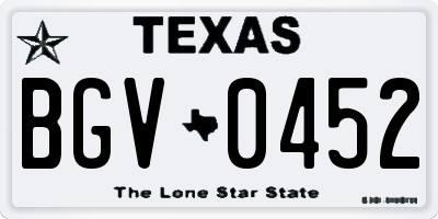 TX license plate BGV0452