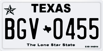 TX license plate BGV0455