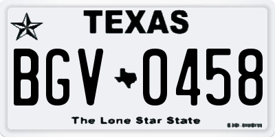 TX license plate BGV0458