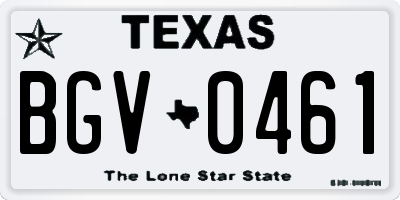 TX license plate BGV0461