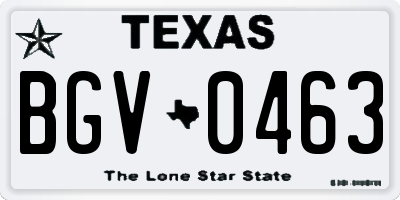 TX license plate BGV0463