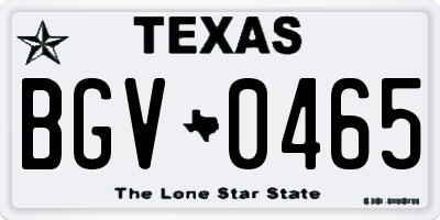TX license plate BGV0465