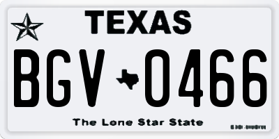 TX license plate BGV0466