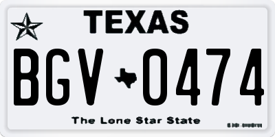 TX license plate BGV0474