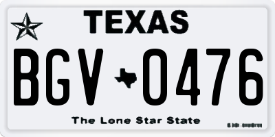 TX license plate BGV0476