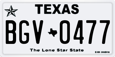 TX license plate BGV0477
