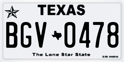 TX license plate BGV0478