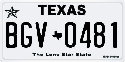 TX license plate BGV0481