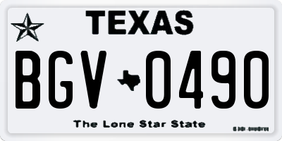 TX license plate BGV0490