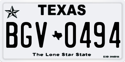 TX license plate BGV0494