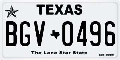 TX license plate BGV0496