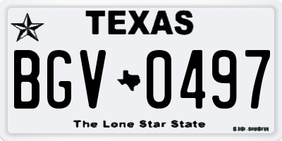 TX license plate BGV0497