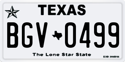 TX license plate BGV0499