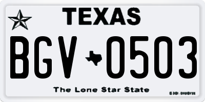 TX license plate BGV0503