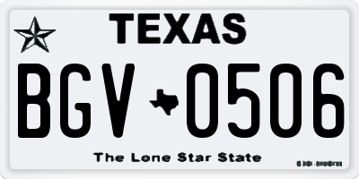 TX license plate BGV0506