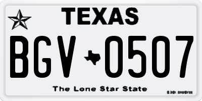 TX license plate BGV0507