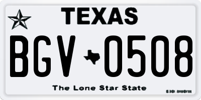 TX license plate BGV0508