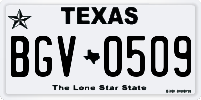 TX license plate BGV0509