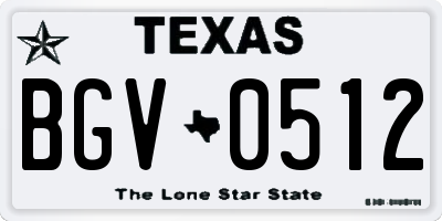 TX license plate BGV0512
