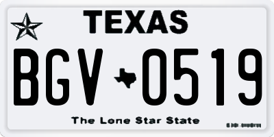 TX license plate BGV0519
