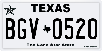TX license plate BGV0520