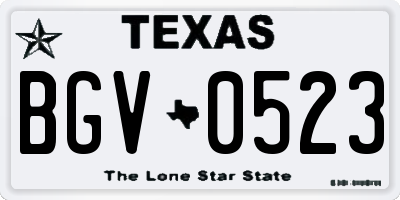 TX license plate BGV0523