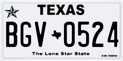 TX license plate BGV0524