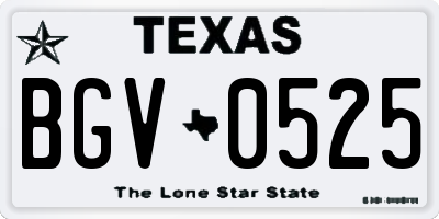TX license plate BGV0525