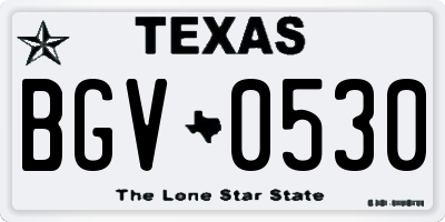 TX license plate BGV0530