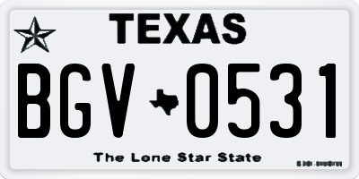 TX license plate BGV0531