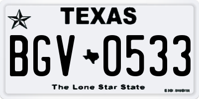 TX license plate BGV0533