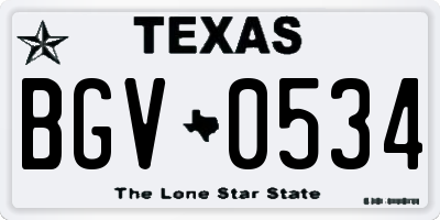 TX license plate BGV0534