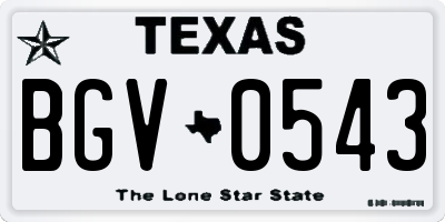 TX license plate BGV0543