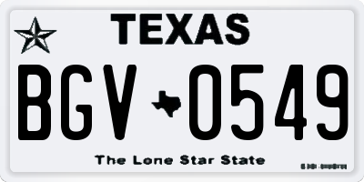 TX license plate BGV0549