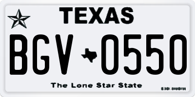 TX license plate BGV0550