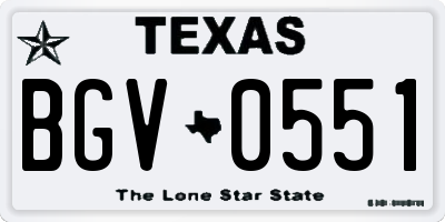 TX license plate BGV0551