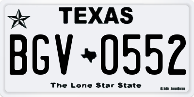 TX license plate BGV0552