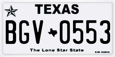 TX license plate BGV0553