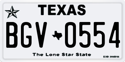 TX license plate BGV0554
