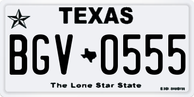 TX license plate BGV0555