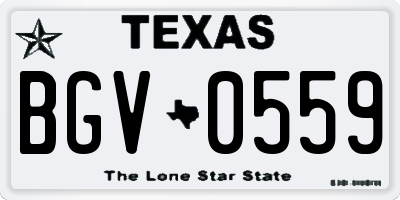 TX license plate BGV0559
