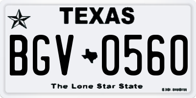 TX license plate BGV0560