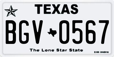 TX license plate BGV0567