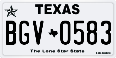 TX license plate BGV0583