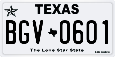 TX license plate BGV0601