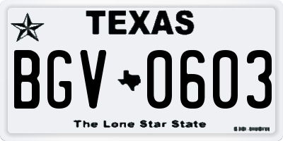 TX license plate BGV0603