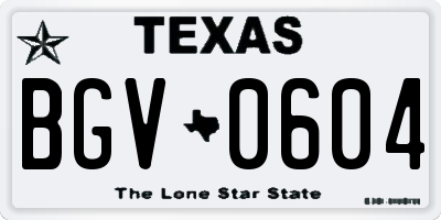 TX license plate BGV0604